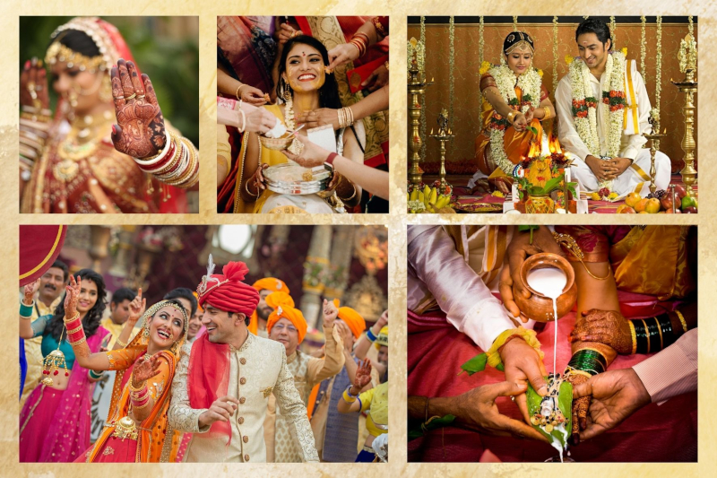 Collage of vibrant Indian wedding ceremonies